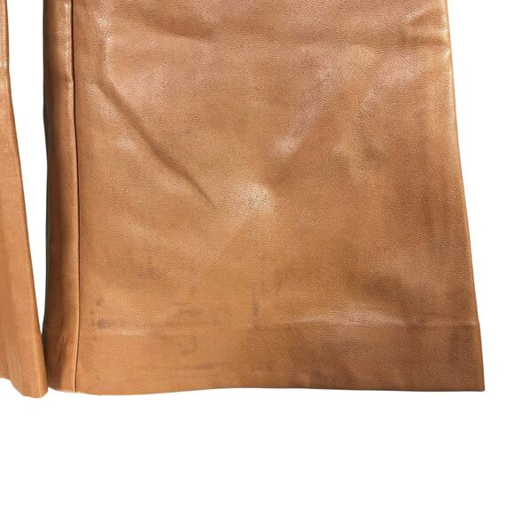 ARITZIA WILFRED Elaine Flared High-Rise Vegan Leather Pants in Cognac Brown Sz 6 - Picture 5 of 9